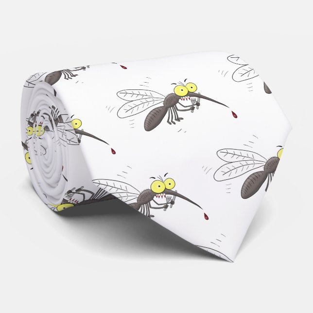 Funny mosquito insect cartoon illustration tie (Rolled)