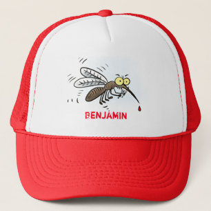 Funny mosquito insect cartoon illustration trucker hat