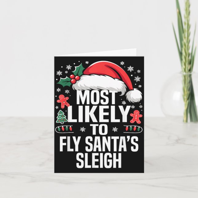 Funny Most Likely To Christmas Family Pajama Match Card (Front)