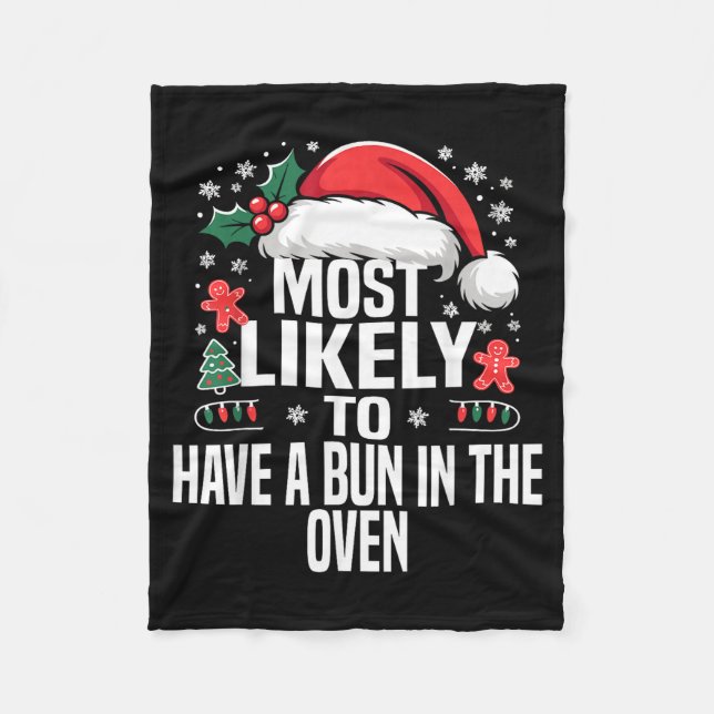 Funny Most Likely To Christmas Family Pajama Match Fleece Blanket (Front)
