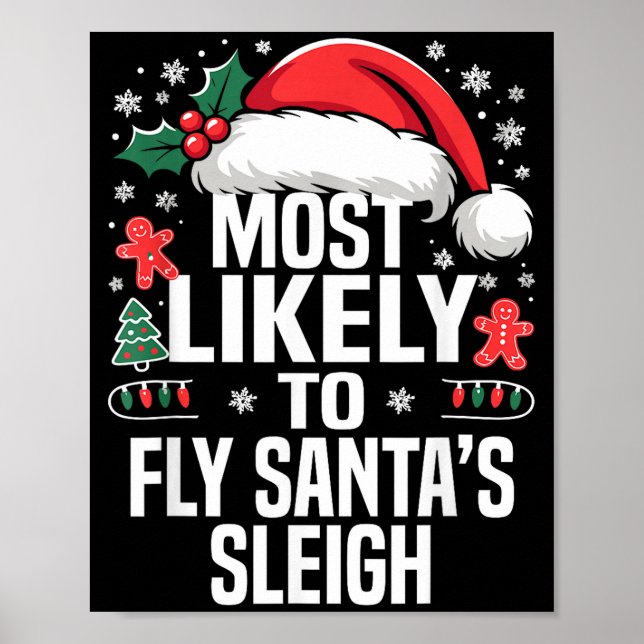 Funny Most Likely To Christmas Family Pajama Match Poster (Front)