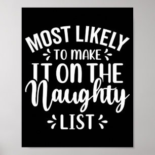 Funny Most Likely To Make Naughty List Christmas Poster