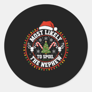Funny Most Likely To Sil The Grandson Christmas Pa Classic Round Sticker