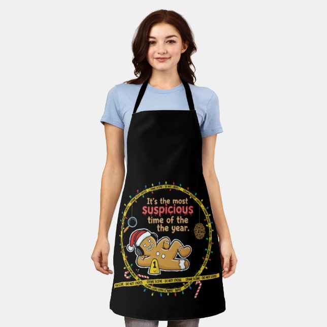  Funny "Most Suspicious Time of the Year" Gingerbr Apron (Worn)