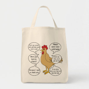 Funny Mother Hen Advice Grocery Tote Bag