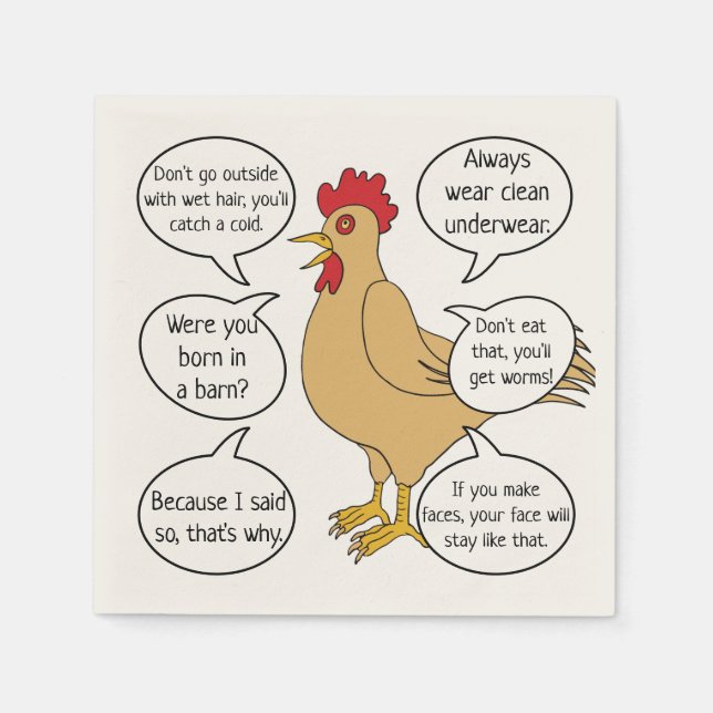 Funny Mother Hen Advice MoM Napkin (Front)