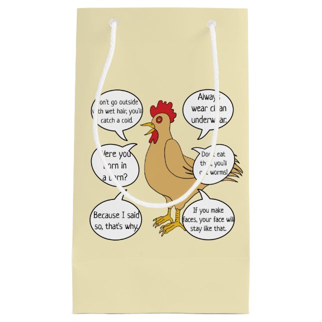 Funny Mother Hen Advice MoM Small Gift Bag (Front)