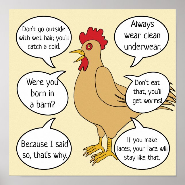Funny Mother Hen Advice Mother's Day Poster (Front)