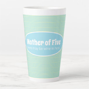 Funny Mother of Big Family Pastel Stripe Custom Latte Mug