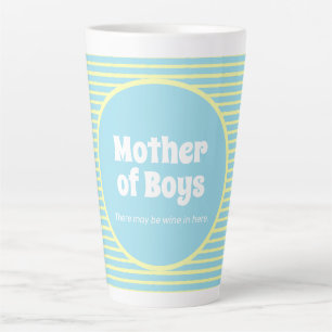Funny Mother of Boys Pastel Stripes  Latte Mug