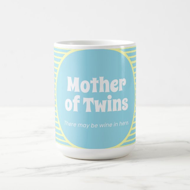 Funny Mother of Twins Pastel Stripes Coffee Mug (Center)