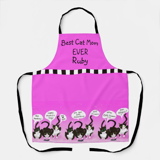 Funny Mother’s Day Apron from Cats – Best Cat Mum  (Front)