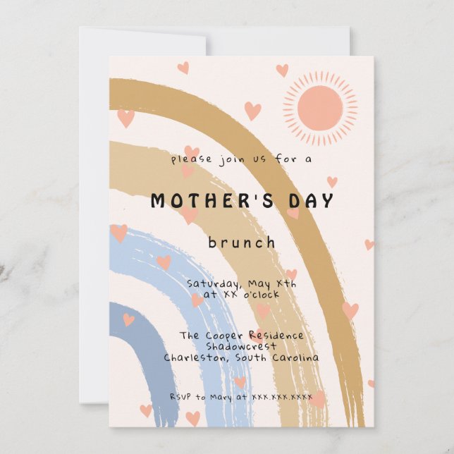 Funny Mother’s Day Brunch Rainbow Invitation (Front)