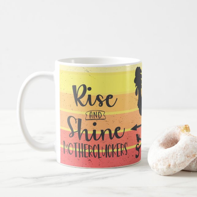 Funny Motherclucker Rooster Coffee Mug, Cup (With Donut)