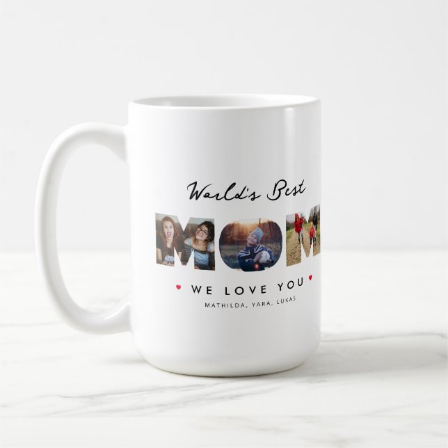 Funny Mother's Day 3 Photo Collage Funy Letter Coffee Mug (Left)