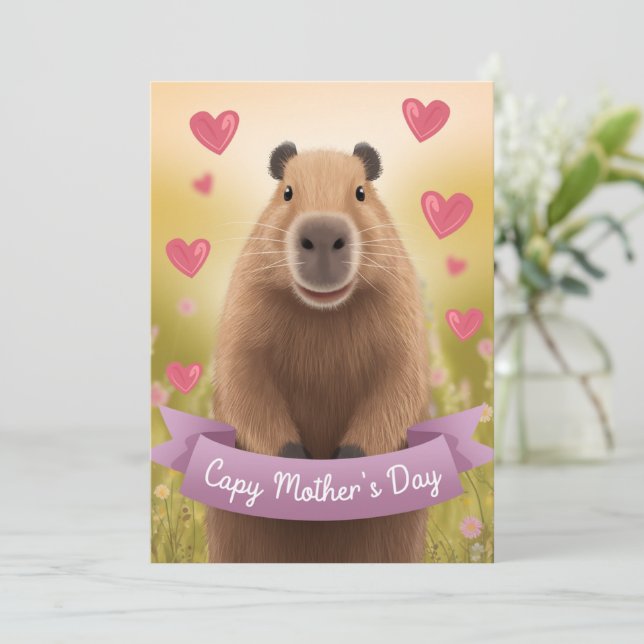 Funny Mother's Day card Mum Cute Capybara Gift (Standing Front)