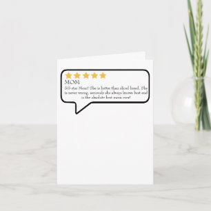 Funny Mothers Day Card, Mum Review Card