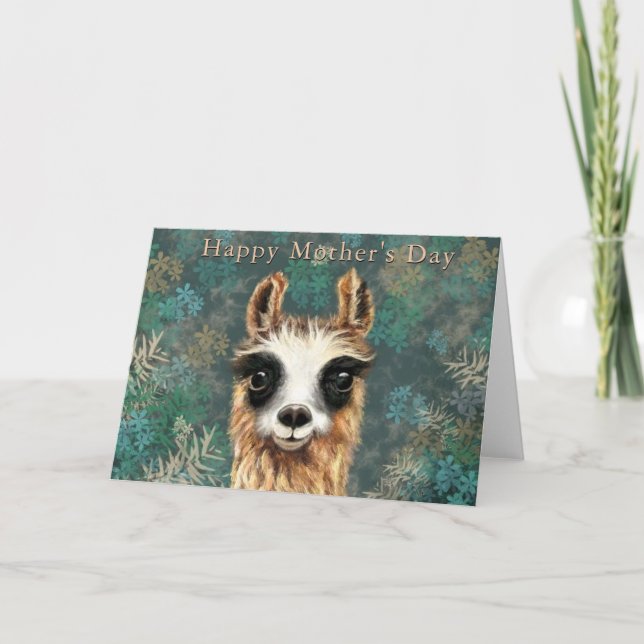 Funny Mother's Day Card with Curious Baby Llama (Front)