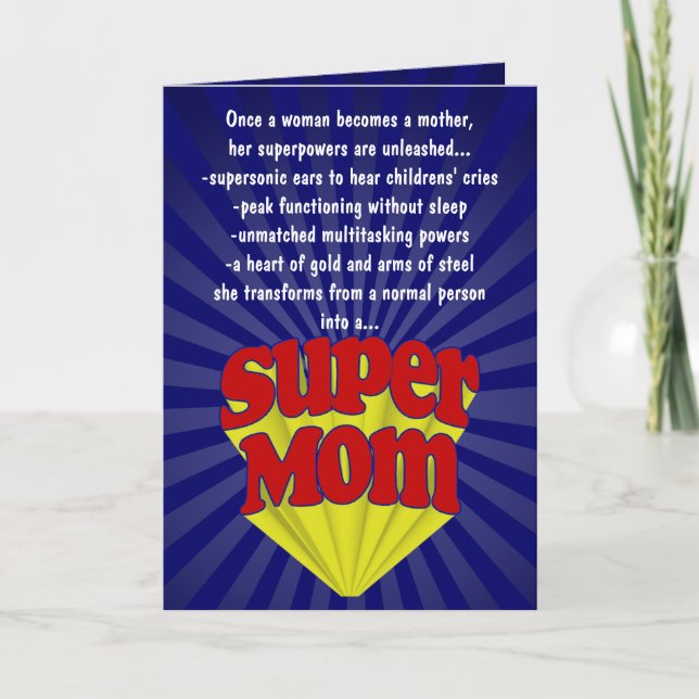 Funny Mother's Day Cards, Super Mum Card (Front)