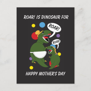Funny Mothers Day Roar Dinosaur Personalise Postcard