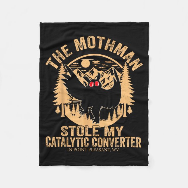 Funny Mothman Stole Catalytic Converter Mothman Fleece Blanket (Front)