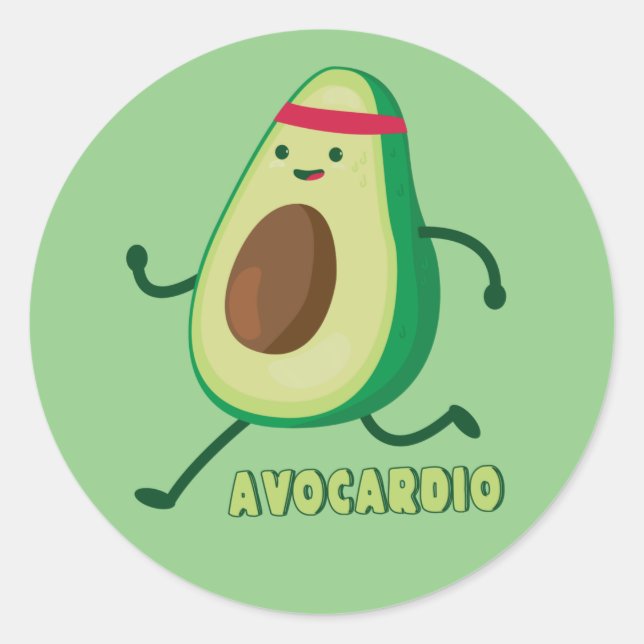 Funny Motivational Avocardio Button Classic Round Sticker (Front)