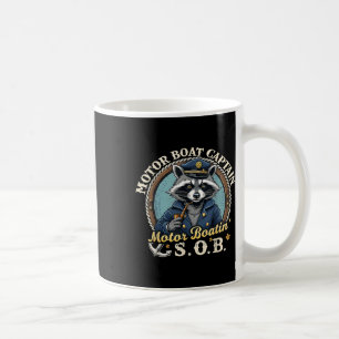 Funny Motor Boat Captain Nautical Racoon Meme Gra Coffee Mug