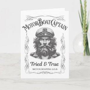 Funny Motor Boat Captain Pontoon Lake Boating Moto Card