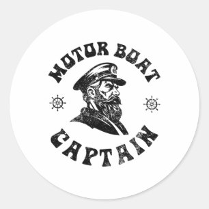 Funny Motor Boating Vintage Motor Boat Captain Classic Round Sticker
