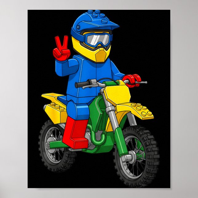 Funny Motorbike Builder Boys Block Building Toys D Poster (Front)