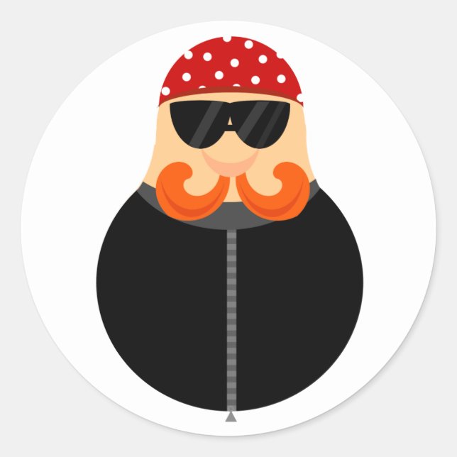 Funny Motorcycle Biker Classic Round Sticker (Front)