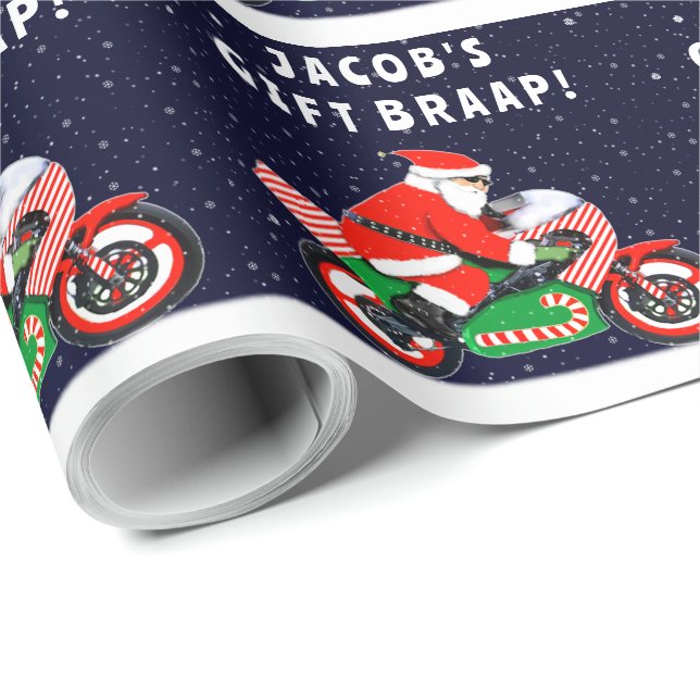 Funny Motorcycle Holiday Gift Wrapping Paper (Roll Corner)