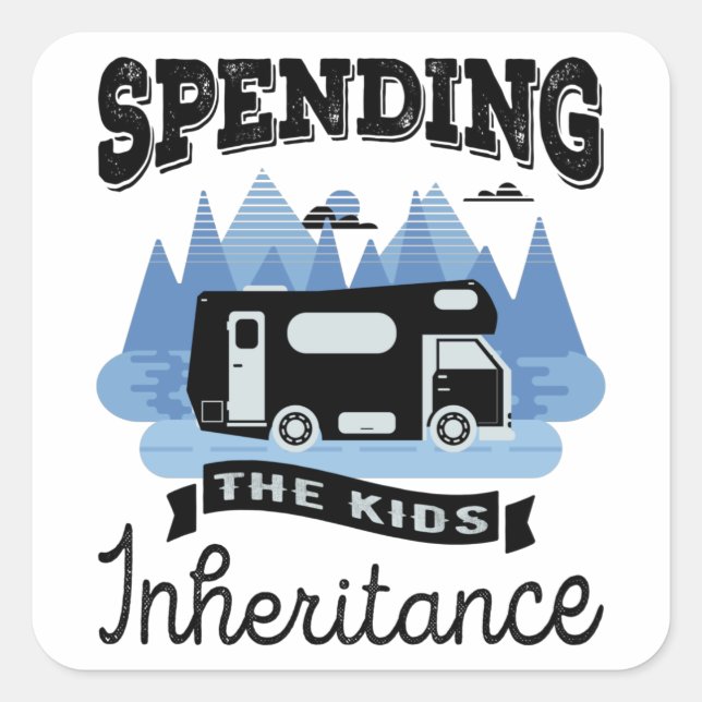 Funny Motorhome RV Retirement Gift Dad Square Sticker (Front)