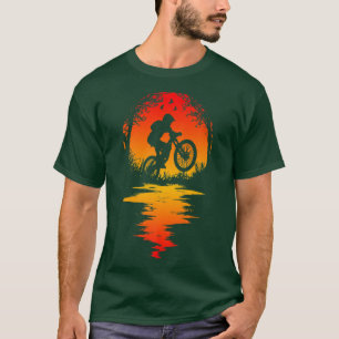 Funny Mountain Bike MTB Biking Cycling Sunset Silh T-Shirt