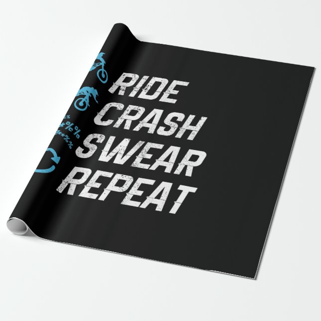 funny mountain bike ride crash swear repeat wrapping paper (Unrolled)