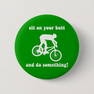 Funny mountain biking 6 cm round badge