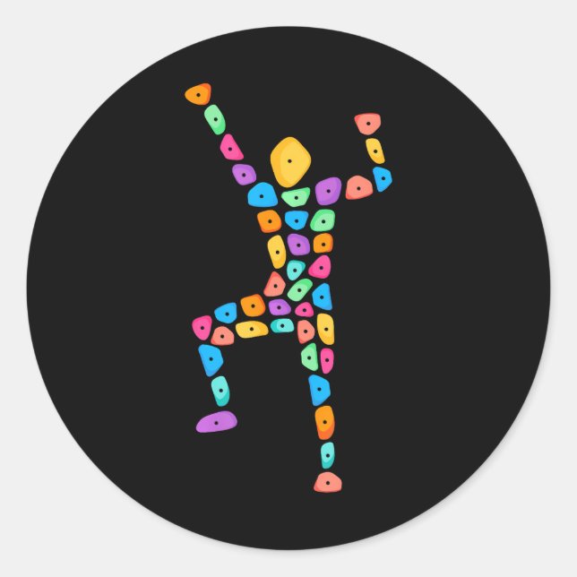 Funny Mountain Climbing Bouldering Girls Boys Classic Round Sticker (Front)