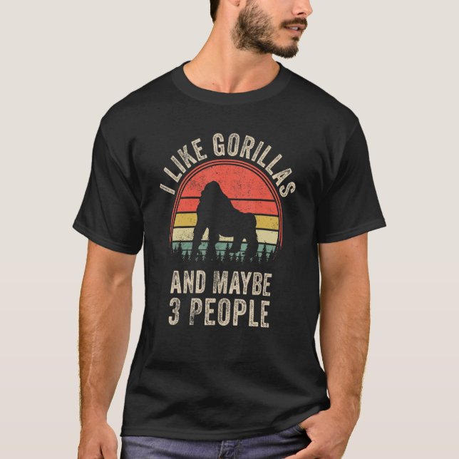 Funny Mountain Gorilla Design Art Graphic Mountain T-Shirt (Front)