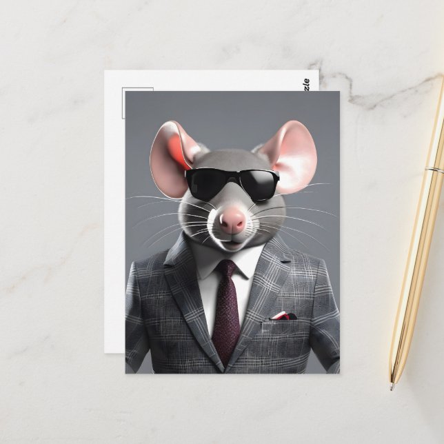 funny mouse cartoon postcard (Front/Back In Situ)
