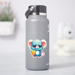Funny mouse drinking sticker