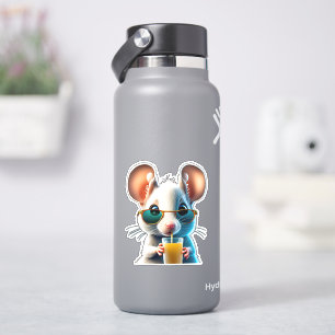 Funny mouse drinking sticker