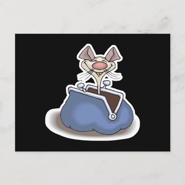 funny mouse in change purse postcard (Front)