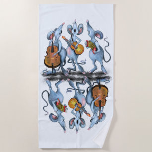 Funny Mouse Music Band Beach Towel