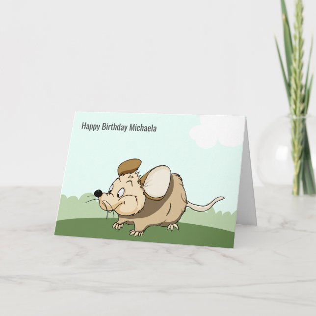 Funny Mouse Personalised Kid Birthday Card (Front)