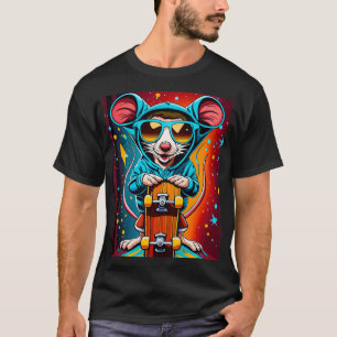 Funny Mouse Skateboard Lover Design Gift T-Shirt