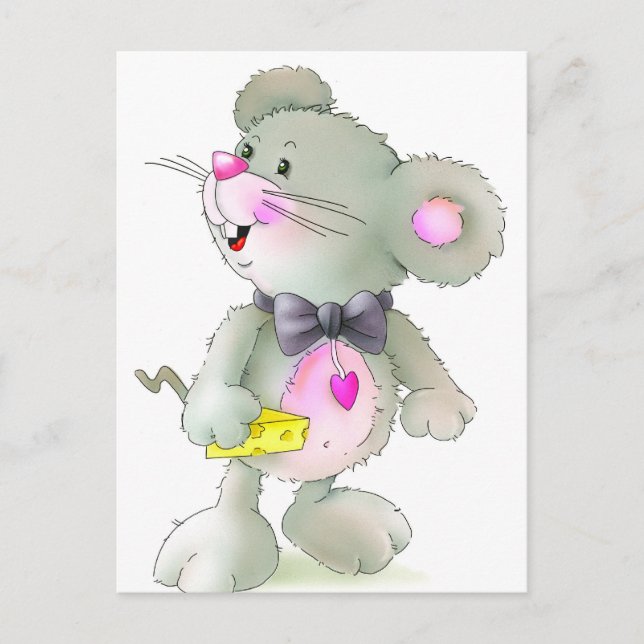 Funny Mouse with cheese Postcard (Front)