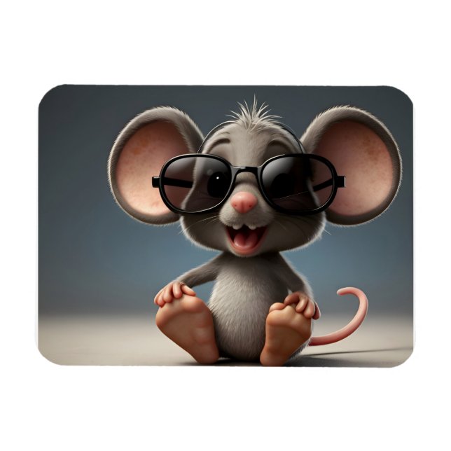 Funny mouse with glasses magnet (Horizontal)