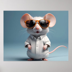 Funny mouse with glasses poster