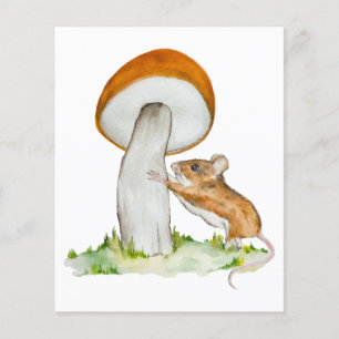 Funny mouse with wild mushroom