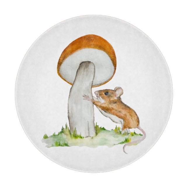 Funny mouse with wild mushroom cutting board (Front)